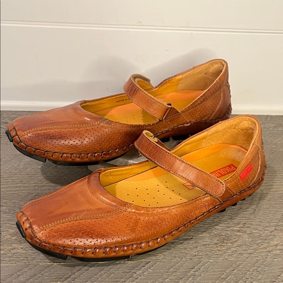 PIKOLINOS Shoes - Pikolinos Brown Leather Driving Mary Jane Shoes Hook & Loop Sz EU 40/US 9.5